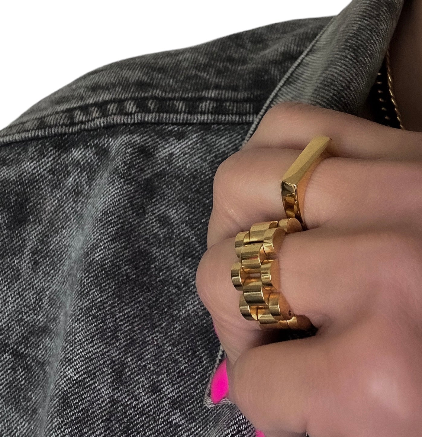 Gold Watch Band Link Ring