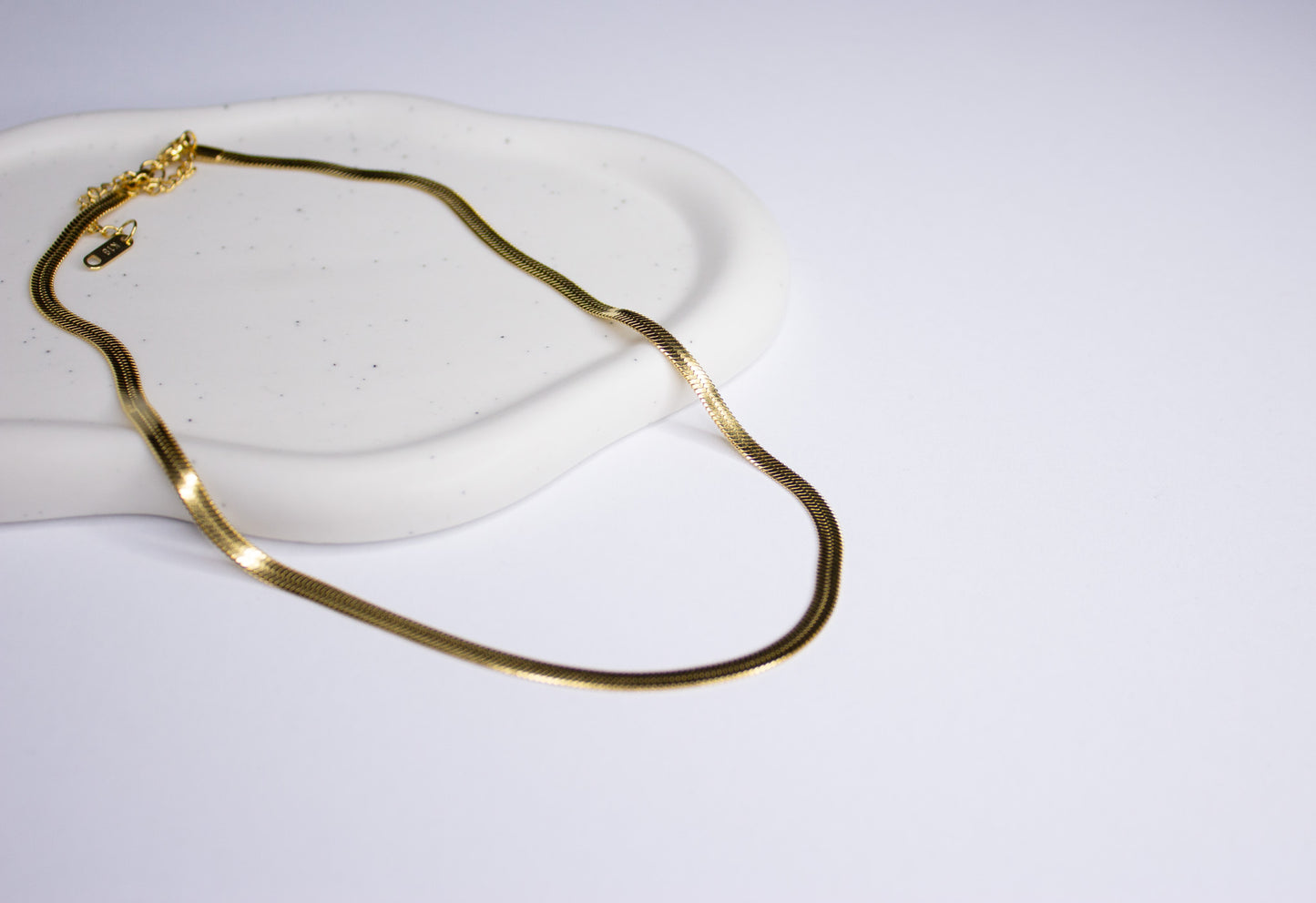 3mm Gold Herringbone Necklace